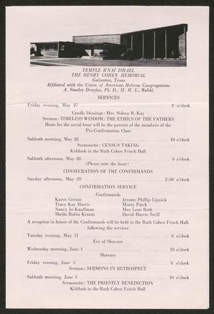 Primary view of object titled 'Congregation B'nai Israel [Bulletin], Volume 15, Number 11, June 1960'.