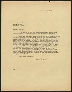[Letter from I. H. Kempner to Hon. T. J. Holbrook, December 23, 1955]