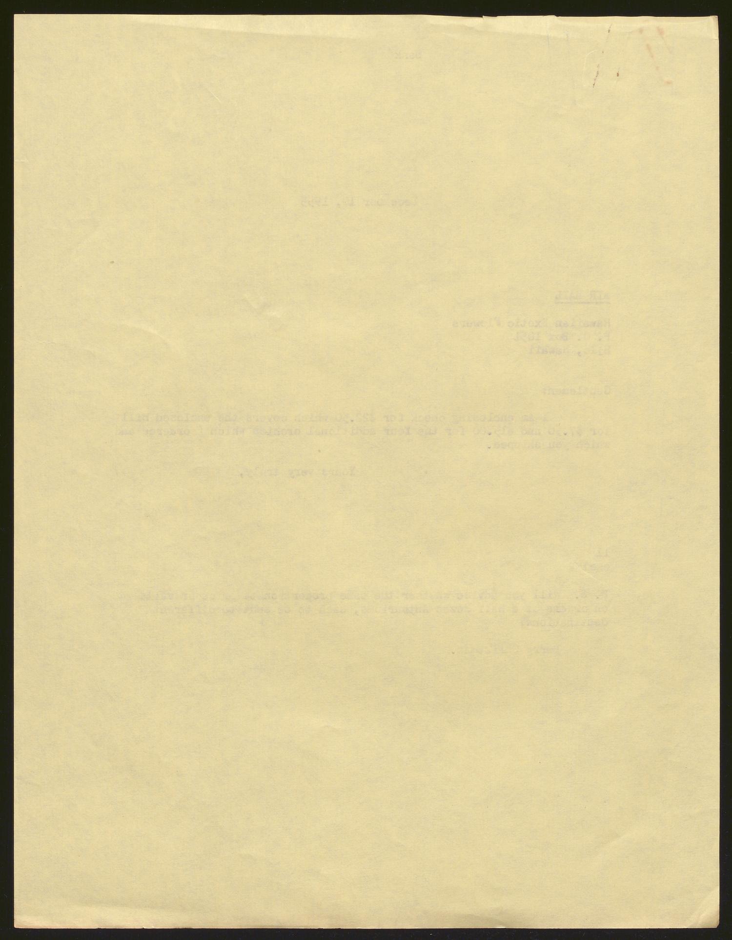[Letter from I. H. Kempner to Hawaiian Exotic Flowers, December 10, 1955]
                                                
                                                    [Sequence #]: 2 of 2
                                                