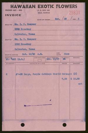 Primary view of object titled '[Invoices and Statement for Flower Purchases]'.