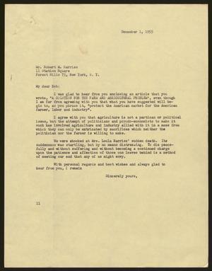 [Letter from Isaac H. Kempner to Robert M. Harriss, December 1, 1955]
