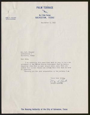 [Letter from Mrs. K. Bluitt to I. H. Kempner, September 7, 1955]