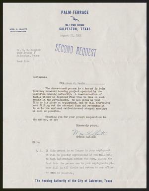 Letter from Mrs. K. Bluitt to I. H. Kempner, August 22, 1955