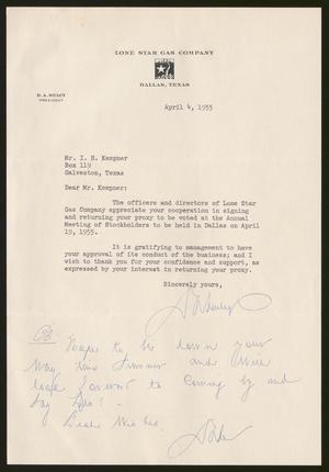 [Letter from Lone Star Gas Company to I. H. Kempner, April 4, 1955]