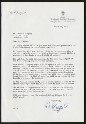[Letter from The Research Institute of America, Inc. to I. H. Kempner, March 24, 1955]