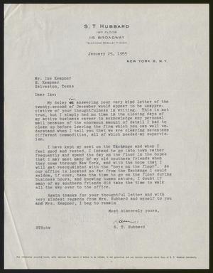 [Letter from S. T. Hubbard to I. H. Kempner, January 25, 1955]