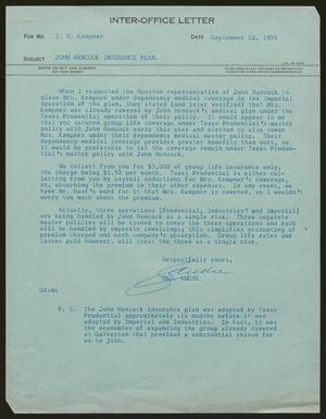 [Inter-Office Letter from Andre Geo to I. H. Kempner, September 12, 1955]