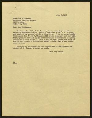 [Letter from Miss Jane Williamson to A. H. Blackshear, Jr., June 8, 1955]