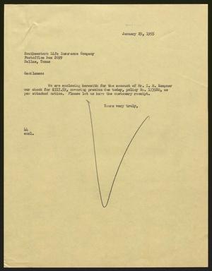 [Letter from A. H. Blackshear, Jr. to the Southwestern Life Insurance Company, January 29, 1955]