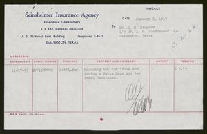 [Invoice for Seinsheimer Insurance Agency, January 5, 1955]