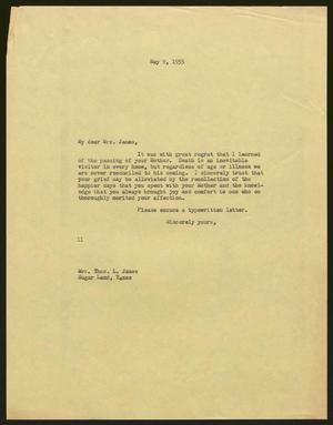 [Letter from I. H. Kempner to Mrs. Thomas L. James, May 9, 1955]