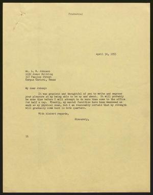 [Letter from I. H. Kempner to L. R. Johnson, April 30, 1955]