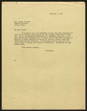[Letter from I. H. Kempner to Hon. Lyndon B. Johnson, February 1, 1955]