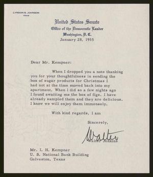 [Letter from Walter Jenkins to Isaac H. Kempner, January 28, 1955]