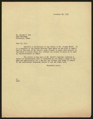 [Letter from I. H. Kempner to Dr. Sidney R. Kay, December 28, 1955]
