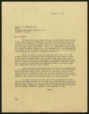 [Letter from I. H. Kempner to I. H. Kempner, III, October 18, 1955]