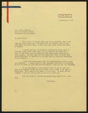 [Letter from I. H. Kempner to Col. Allen Kimberly, September 6, 1955]