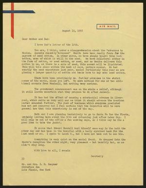 [Letter from Harris Leon Kempner to Mr. and Mrs. I. H. Kempner, August 15, 1955]