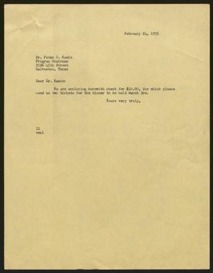 [Letter from Isaac H. Kempner to Peter B. Kamin, February 24, 1955]