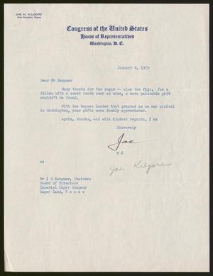 [Letter from Joe M. Kilgore to Isaac H. Kempner, January 8, 1955]