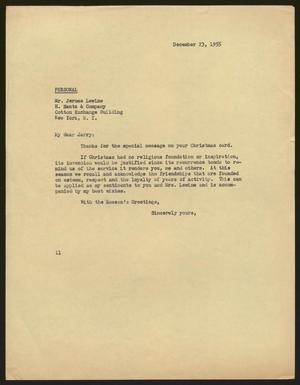 [Letter from I. H. Kempner to Jerome Lewine, December 23, 1955]