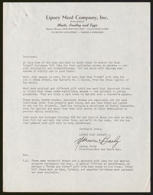 [Letter and Advertisement from Lipsey Meat Company, Inc., 1955]