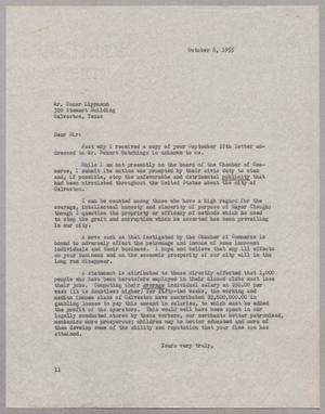 [Letter from I. H. Kempner to Oscar Lippmann, October 6, 1955]