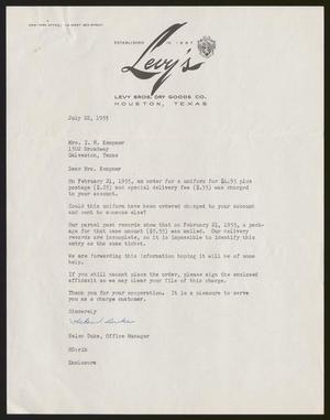 [Letter from Levy Bros. Dry Goods Co. to I. H. Kempner, July 22, 1955]