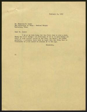 [Letter from I. H. Kempner to Dr. Chauncey D. Leake, February 24, 1955]