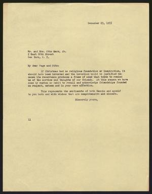 [Letter from I. H. Kempner to Mr. and Mrs. Otto Marx, Jr., December 23, 1955]