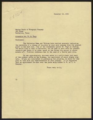 [Letter from I. H. Kempner to Mackay Radio & Telegraph Company, December 19, 1955]