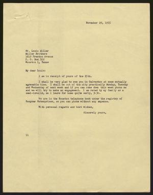[Letter from I. H. Kempner to Louis A. Miller, November 29, 1955]