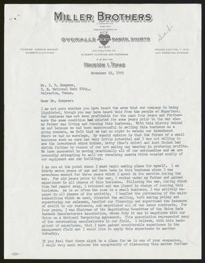[Letter from Louis A. Miller to I. H. Kempner, November 23, 1955]