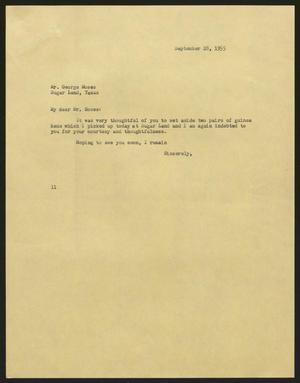 [Letter from Isaac H. Kempner to George Moses, September 28, 1955]