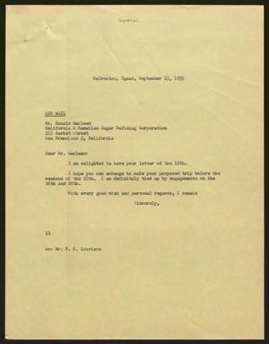 [Letter from I. H. Kempner to Donald Maclean, September 15, 1955]