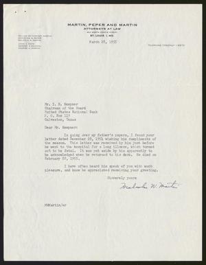 [Letter from Malcolm W. Martin to Isaac H. Kempner, March 28, 1955]