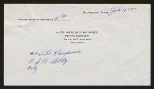 [Bill for Dental Services from Dr. Merlin J. McGivney, January 1955]