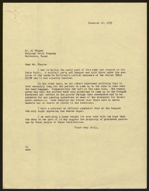 [Letter from I. H. Kempner to Mr. Al Whayne, December 10, 1955]