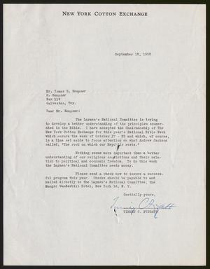 [Letter from New York Cotton Exchange to I. H. Kempner, September 15, 1955]