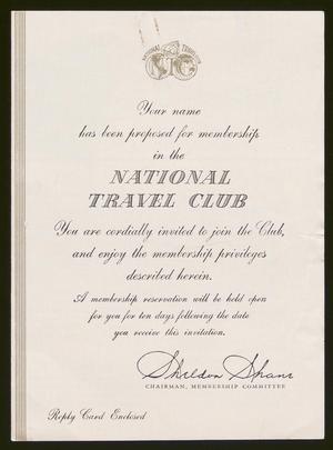 [Invitation for Membership in the National Travel Club]