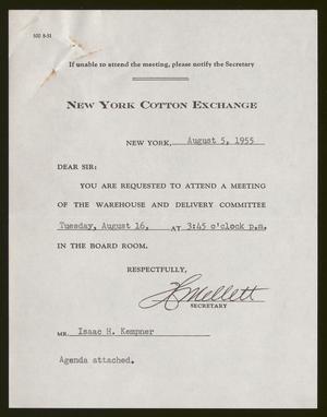 [Letter from New York Cotton Exchange, August 5, 1955]