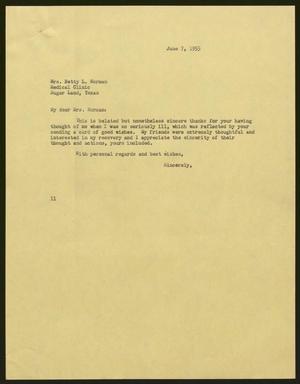 [Letter from Isaac H. Kempner to Betty L. Norman, June 7, 1955]