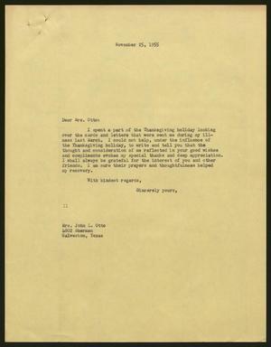 [Letter from I. H. Kempner to Mrs. John L. Otto, November 25, 1955]