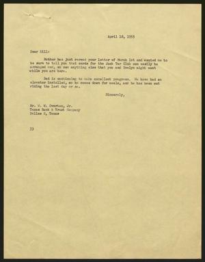 [Letter from Harris L. Kempner to W. W. Overton, Jr., April 18, 1955]