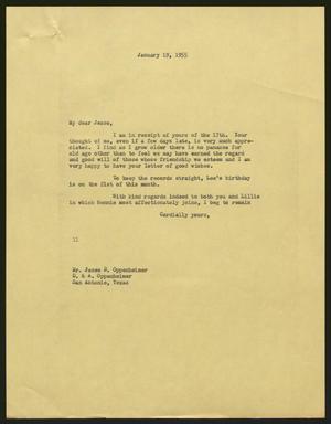 [Letter from I. H. Kempner to Mr. Jesse D. Oppenheimer, January 19, 1955]