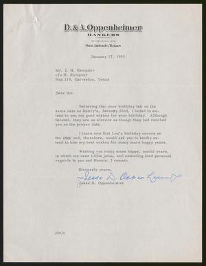 [Letter from Jesse D. Oppenheimer to I. H. Kempner, January 17, 1955]