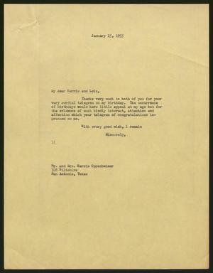 [Letter from Isaac H. Kempner to Lois and Harris Oppenheimer, January 15, 1955]