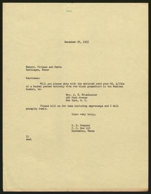 [Letter from Isaac H. Kempner to Pittman and Davis, December 27, 1951]