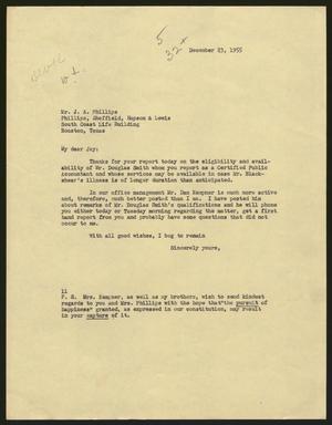 [Letter from I. H. Kempner to Mr. Jay A. Phillips, December 23, 1955]