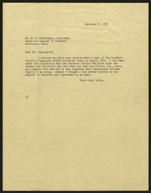 [Letter from I. H. Kempner to Mr. E. J. Pennington, November 8, 1955]